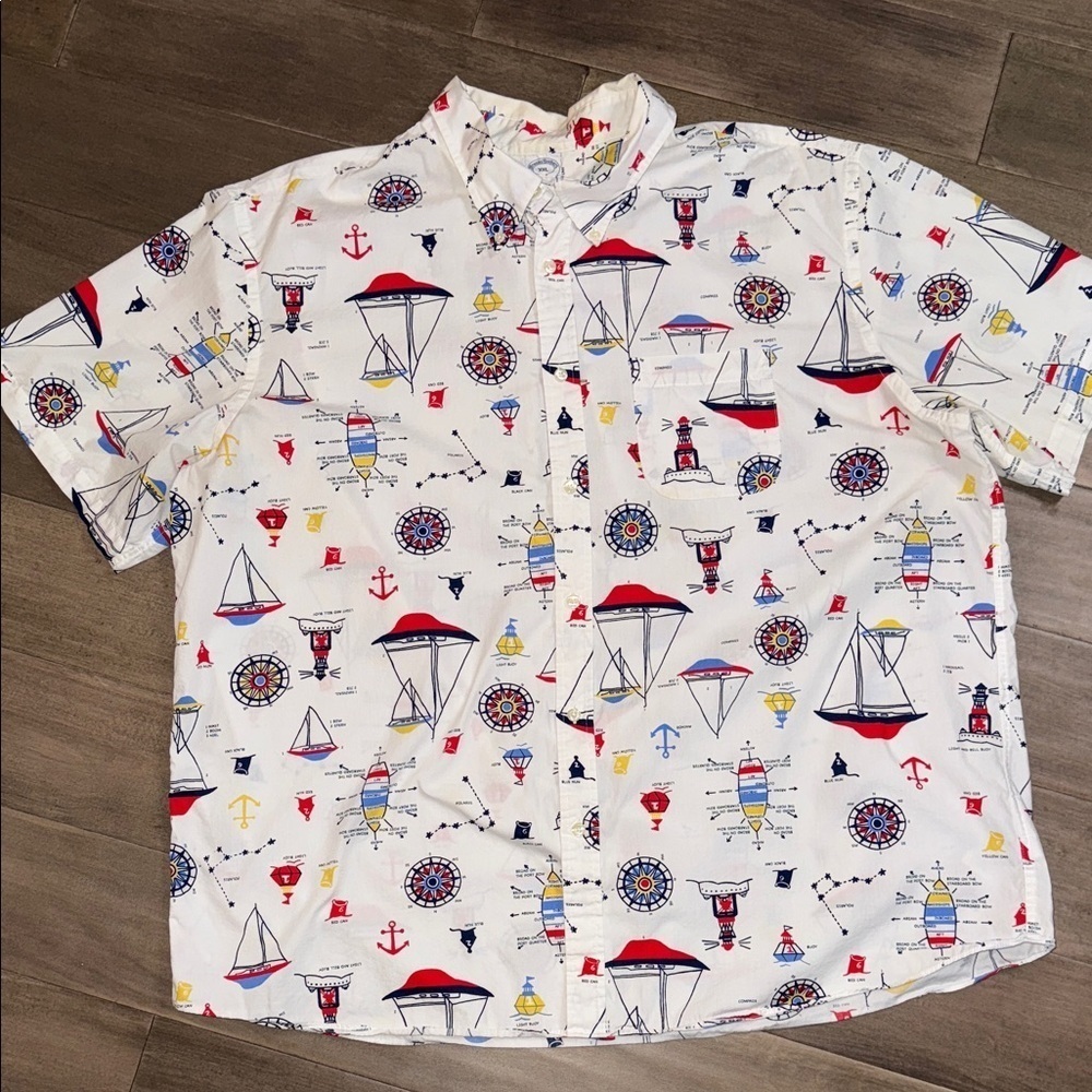 Brooks Brothers Nautical Print Short Sleeve Button Down Shirt SZ XXL